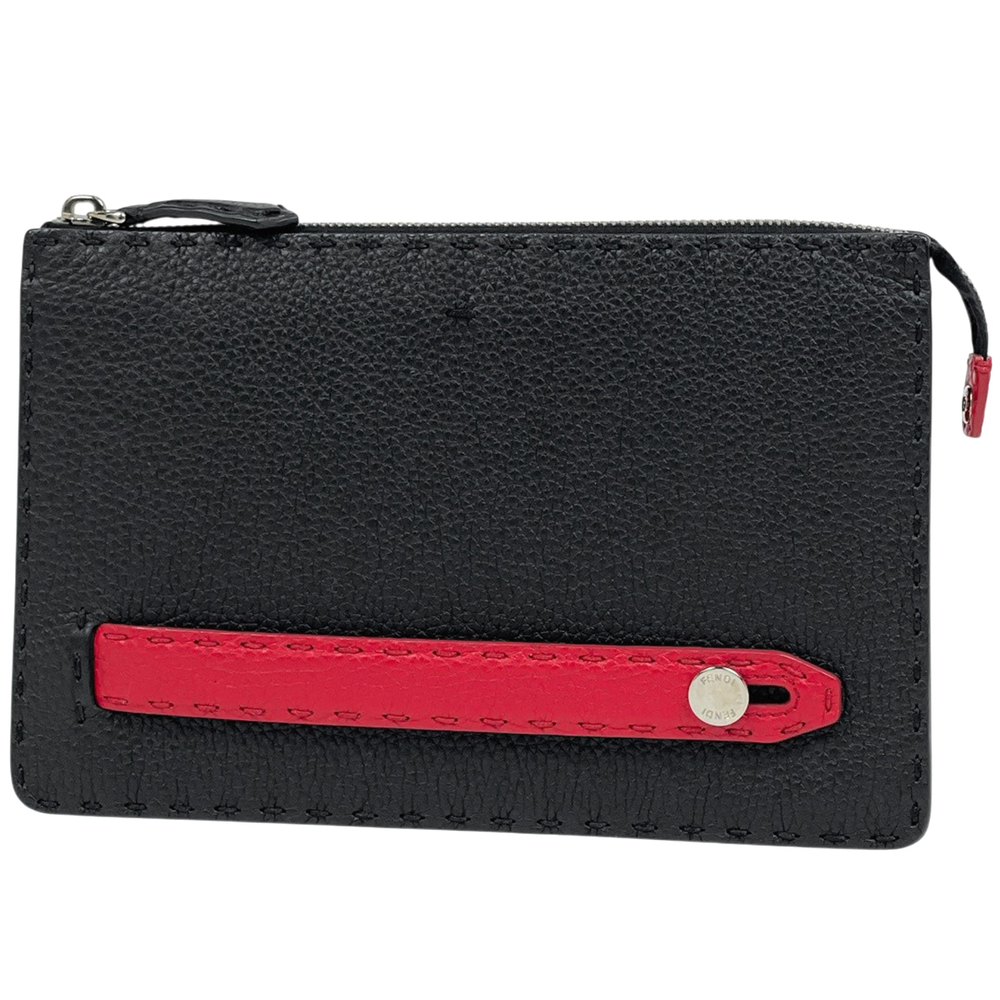 Fendi Selleria Clutch Bag Leather Black
